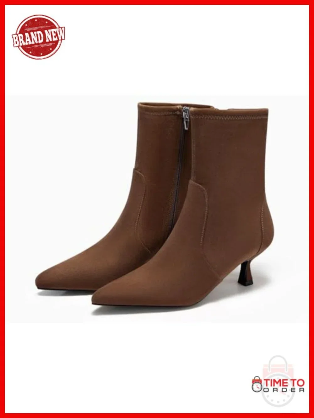 Womens Kitten Heel Ankle Boots Pointed Toe Booties Side Zipper Fall Shoes